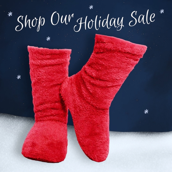 Women's Red Coral Velvet Non-Slip Indoor Warm Cozy Pull On Lined Bootie Slippers - Picture 9 of 11